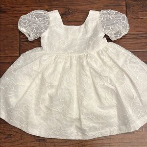 White Floral Embroidered Baby Dress